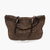 Gewebte Stroh Sommerstrand Schultertaschen