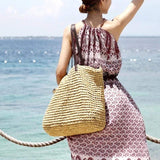 Gewebte Stroh Sommerstrand Schultertaschen