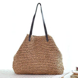 Gewebte Stroh Sommerstrand Schultertaschen