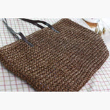 Gewebte Stroh Sommerstrand Schultertaschen