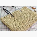 Gewebte Stroh Sommerstrand Schultertaschen