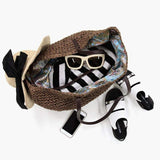 Gewebte Stroh Sommerstrand Schultertaschen