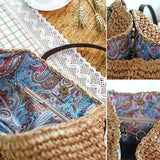 Gewebte Stroh Sommerstrand Schultertaschen