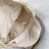 Stroh Gewebt Sommer Boho Rund Große Kapazität Schultertaschen