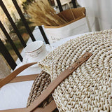 Stroh Gewebt Sommer Boho Rund Große Kapazität Schultertaschen