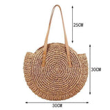 Stroh Gewebt Sommer Boho Rund Große Kapazität Schultertaschen