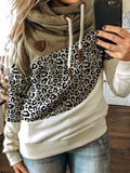 Armeegrün Lässig Baumwollgemisch Kapuze Farbblock Sweatshirt