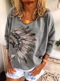 Gemustertes T-Shirt mit Rundhals