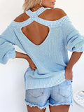 Trägerloser Pullover mit rundem Hals