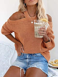 Trägerloser Pullover mit rundem Hals