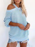 Trägerloser Pullover mit rundem Hals