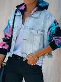 Tie-Dye Tassel Denim Jackenmantel