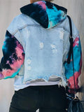 Tie-Dye Tassel Denim Jackenmantel