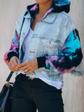 Tie-Dye Tassel Denim Jackenmantel