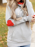Hellgrau Kapuze Tunnelzug Baumwollgemisch Lässig Sweatshirt