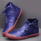 Schnürung Flach Stiefelette