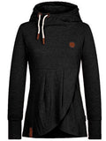 Kapuze Langarm Asymmetrisch Baumwollgemisch Sweatshirt