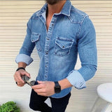 Camisa - Herren Jeans Hemd