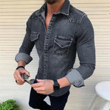 Camisa - Herren Jeans Hemd