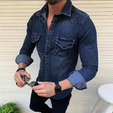 Camisa - Herren Jeans Hemd