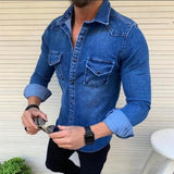Camisa - Herren Jeans Hemd