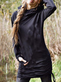 Schwarz Retro Langarm Sweatshirt