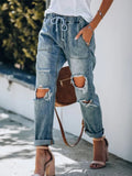 Damen Lässige Denim-Hosen mit Tunnelzug