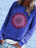 Blau Lässig Print Baumwollgemisch Shirts & Blusen&Shirts